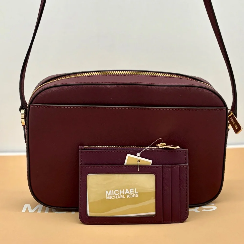 Michael Kors Crossbody Merlot and Small Wallet Coinpouch Set Bordeaux